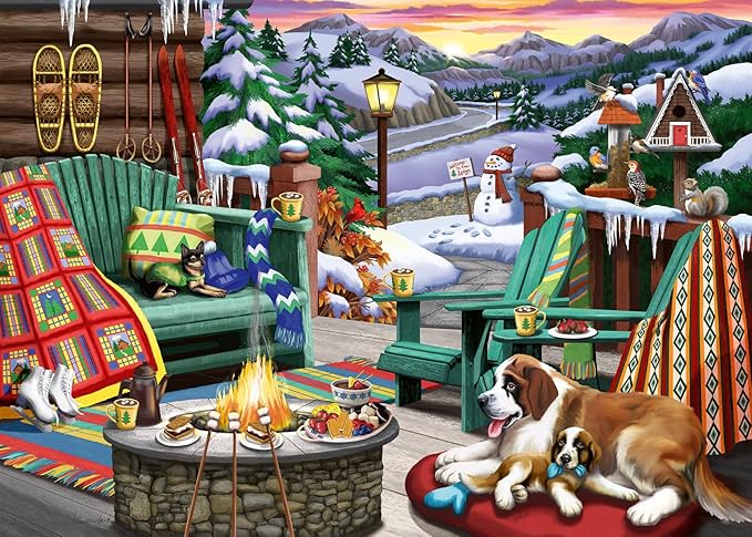 Ravensburger - Après All Day - 500 Piece Large Format Jigsaw Puzzle - Beautiful Depiction of The Ideal Front Porch in Winter - Frameable - Premium Quality - Puzzles for Adults