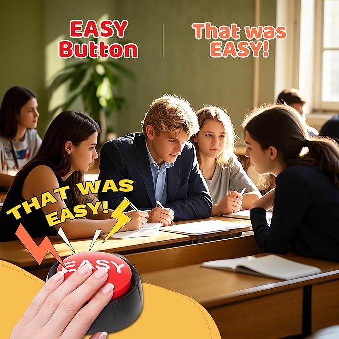 MyMealivos Easy Buzzer Button Toy - Gag Gifts, Game Addition, Stocking Stuffer (Easy)