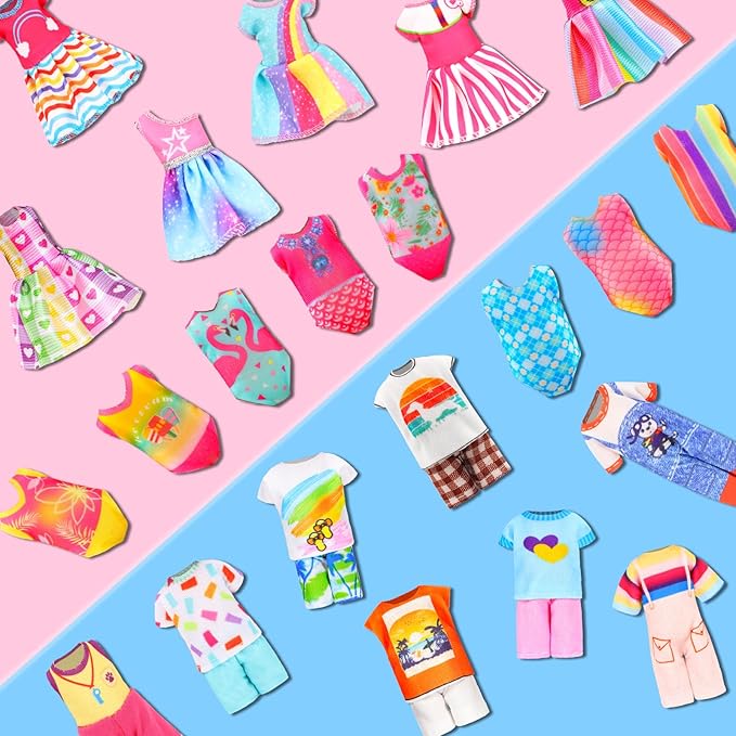 22 Pcs Mini 5 inch Doll Clothes and Accessories Including 4 Sets Fashion Dresses 4 Casual Tops and Pants Outifits 4 Swimsuits with 4 Shoes 2 Glasses 2 Shoulder Bag for 5-5.3 Inch Dolls