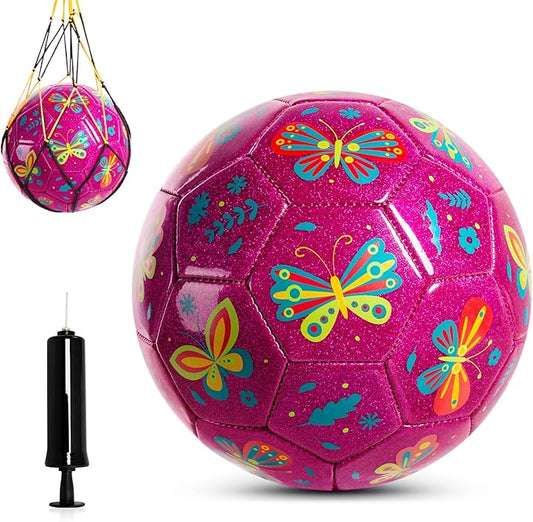 U&C Planet Soccer Ball Size 2 Size 3 Size 4 for Toddler Kids with Pump Deflated, Cartoon Unicorn Dinosaur Soccer Ball Toy for Girls Boys 1-3 2-8 6-12