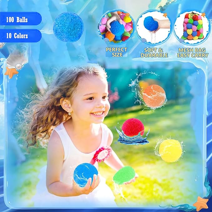Reusable Water Balls,Reusable Water Balloons for Outdoor Toy and Games, Water Toys for Kids and Adults Boys and Girls,Water Toys for Beach Pool Summer Fun Party