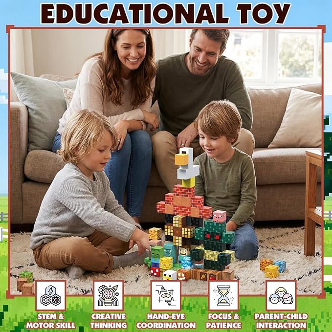 Magnetic Blocks - 100 PCS Magnetic Building Blocks, 0.8 inch Magnet Cubes Stacking Construction Toys for Kids Age 3+, STEM Building Set Birthday Gifts for Boys Girls