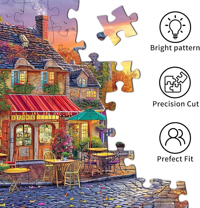 Jigsaw Puzzles for Adults 1000 Pieces, Interlock Perfectly Letter on Back No Dust, Home Decor Birthday Party Gift Toy for Men Women Elders Seniors, 1:1 Poster-The Streets of Autumn