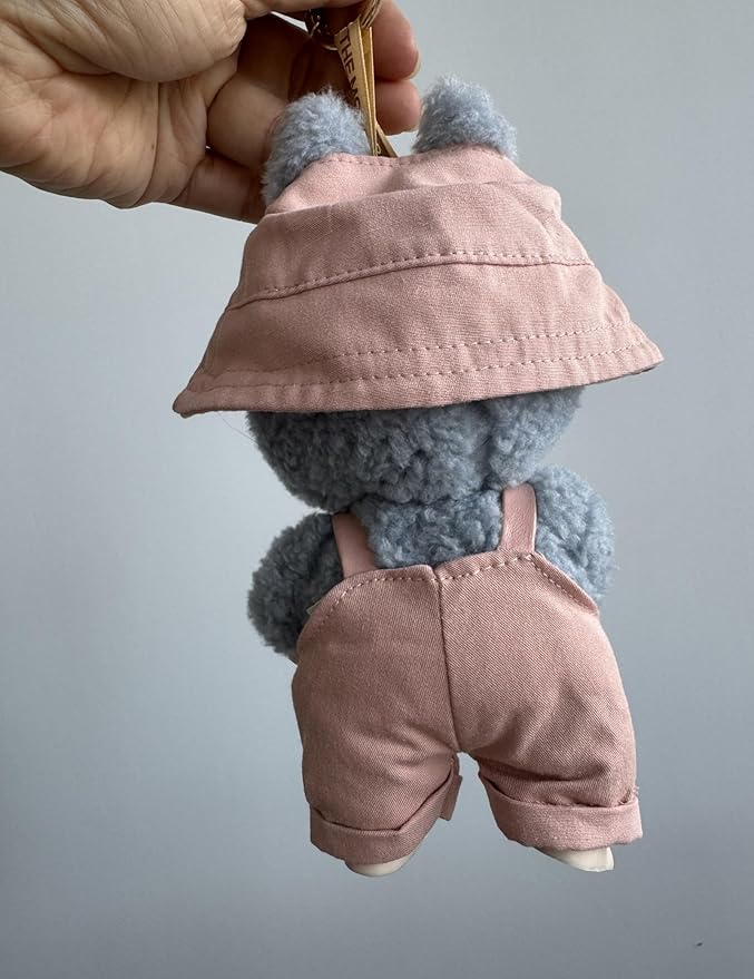 Clothes for 6.7" / 17cm Doll – Premium LABUBU Pink Overalls Outfit with Miniature Accessories (Doll Not Included)