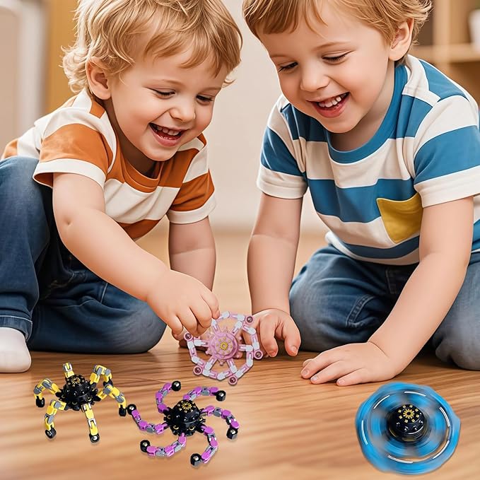 Easter Basket Stuffers, 6 Pcs Transformable Fidget Spinners Toys- Deformable Fingertip Gyro Stress Relief Sensory Toys, Easter Party Favors & Birthday Gifts for Kids Adults Boys Girls