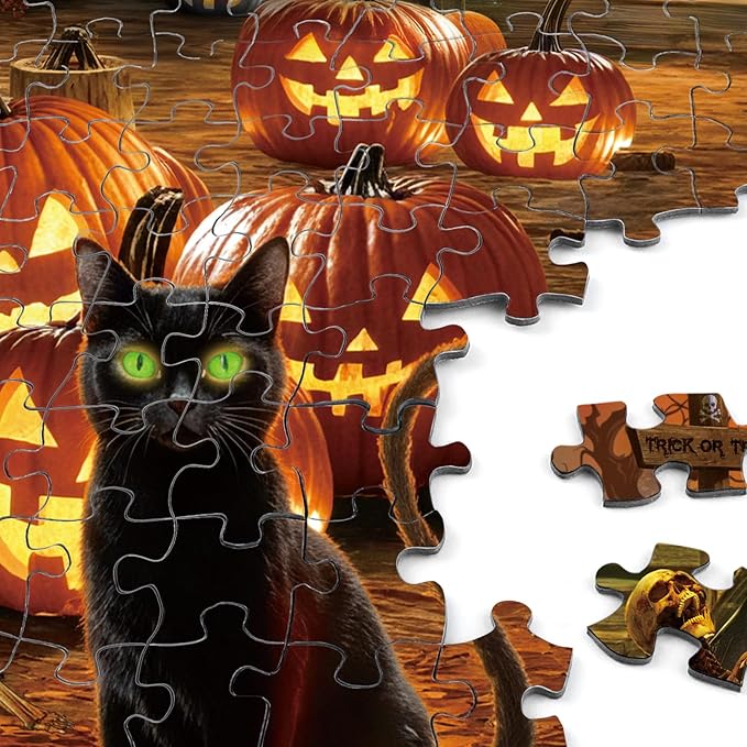 Rocorose Jigsaw Puzzle for Adults 1000 Pieces, Halloween Nightmare Puzzle Scary Ghost Jack - o - Lanterns Jigsaw Puzzles Haunted Mansion and Pumpkins