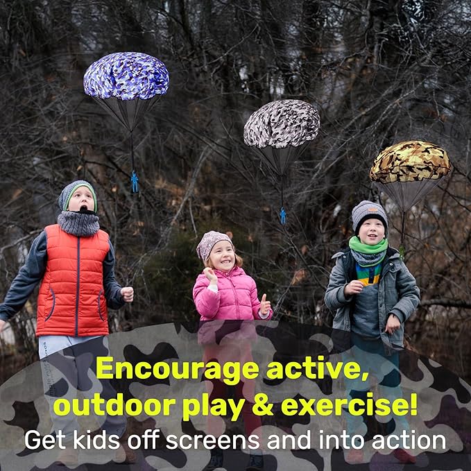 nutty toys Army Parachute Toys for Kids - Tangle Free Outdoor Flying Parachute Men, Best Indoor & Outside Toys for 4 5 6 7 8 9 10 11 12 Year Old, Top Easter Basket Stuffers 2026, Unique Boys Gifts