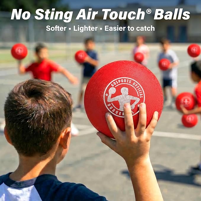 GoSports Inflatable Dodgeballs - Choose 5 Inch or 7 Inch No Sting Balls - Set of 6 Includes Ball Pump & Mesh Bag