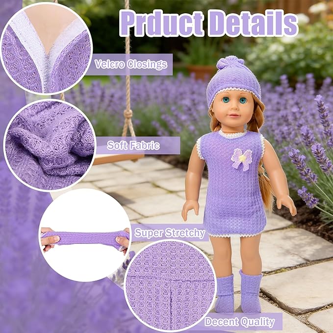 7 Set Baby Doll Clothes,14-18 inch Reborn Doll Clothes Accessories Dress with Hats Socks Outfits Fits for 43cm New Born/15 inch Bitty/16 Inch Baby Dolls