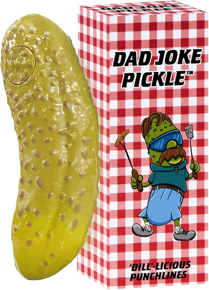DR DINGUS Dad Joke Pickle Button - +100 Best Jokes - Dill-lightful Gift for Father or Family - Makes Everyone Laugh