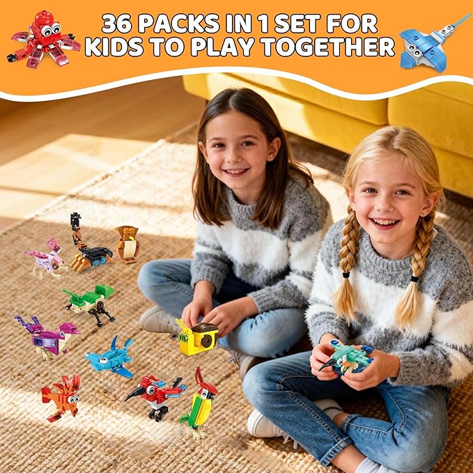 36 Packs Mini Building Blocks Set Party Favors Building Blocks for Kids 4-8, Goodie Bags Stuffers for Kid, Prize Box Toys for Kids Classroom