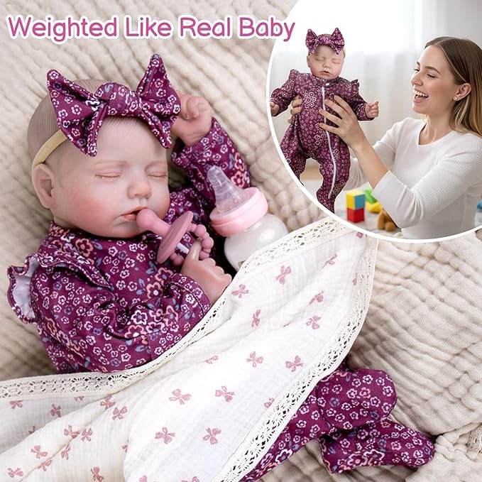 Aori 20 Inch Lifelike Reborn Baby Dolls - Realistic Weighted Newborn Sleeping Girl with Outfit, Soft Body Real Looking Baby Doll for Girls Age 3+, Pretend Play, Adoption Day, Collectible