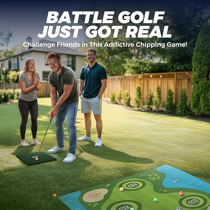 TOY Life Golf Chipping Game, Double-Sided Sticky Golf Pro Battle Mat with 20 Sticky Balls & 4 Darts, Backyard Chipping Games for Adult Kids Outdoor & Indoor