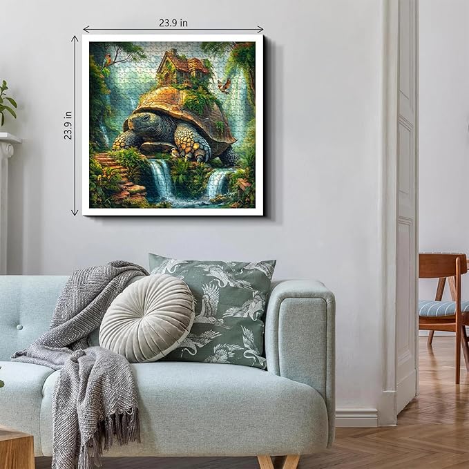 Sea Turtle Puzzles for Adults 1000 Pieces, Nature Fantasy Puzzle Featuring Giant Turtle with Treehouse Bird,Forest Animal Jigsaw Puzzles 1000 Pieces Scenic Landscape Puzzles