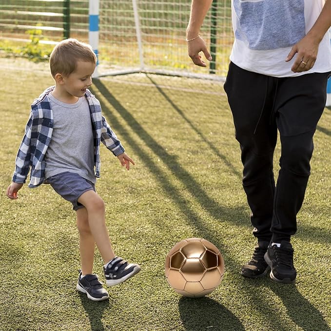 DLUGOPIS Golden Mini Soccer Ball Size 2 Toddler Soccer Ball Kids Soccer Ball Age 3-8 for Trophy Boys Girls Outdoor Grass Yard Toys Sport Gift