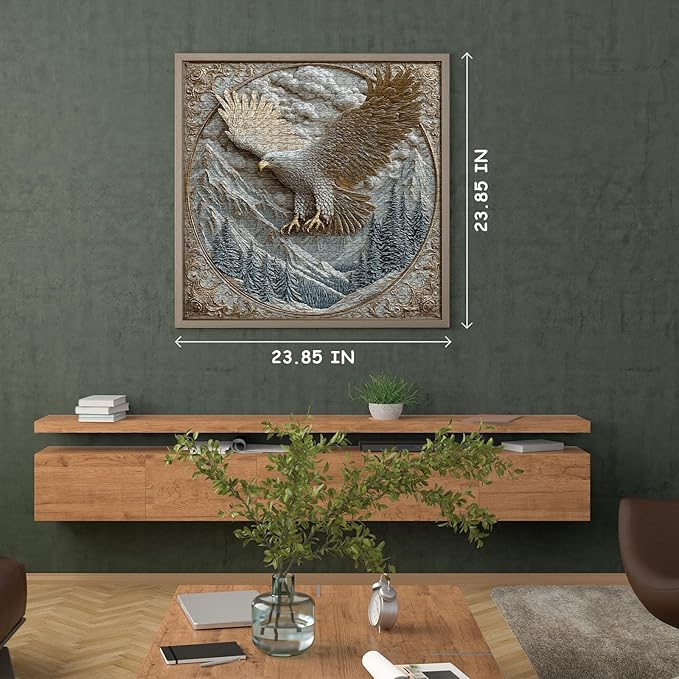 Carved Eagle Jigsaw Puzzle 1000 Pieces, Nature Bird Bald Eagle Puzzle Unique Art, Mountain Puzzle for Adults Animal White Forest