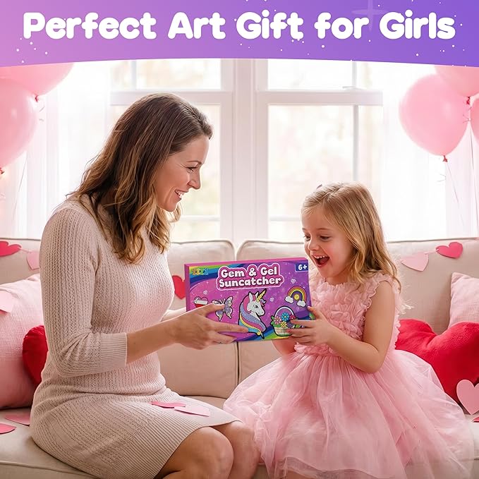 ZIZZ Diamond Painting Suncatcher Kits for Kids: 5PCS Easter Basket Stuffers for Kids, Birthday Gifts for Girls, Art & Crafts Supplies, Party Favors, Creative Toys for Girls Boys 4 5 6 7 8 9 Years Old