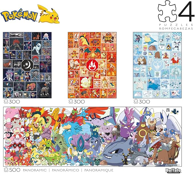 Buffalo Games - Pokémon 4 in 1-300 & 500piece Jigsaw Puzzle