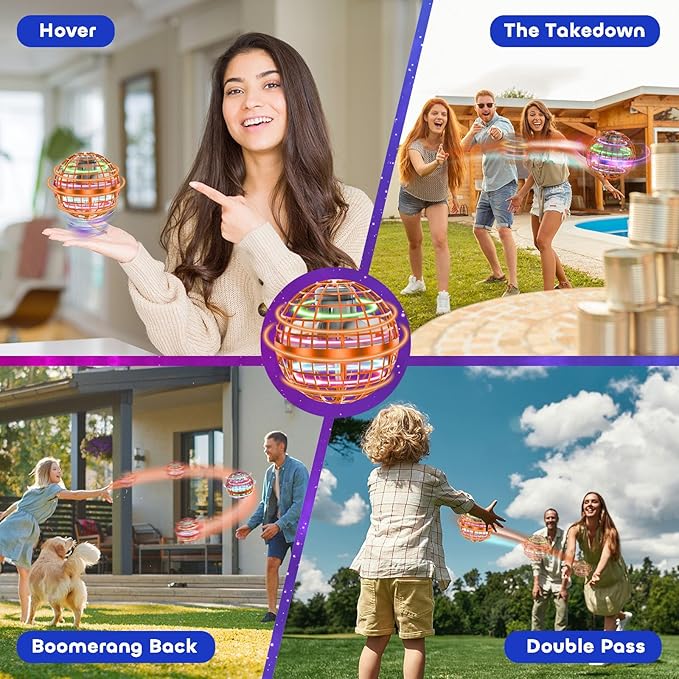 Tikduck Flying Orb Ball 2026 Toys Soaring Hover Boomerang Spinner Hand Controlled Mini Drone Cosmic Globe Spinning Kids Outdoor Fly Toy Birthday Gift Cool Stuff for Boys Girls 6 7 8 9 10+ Year Old