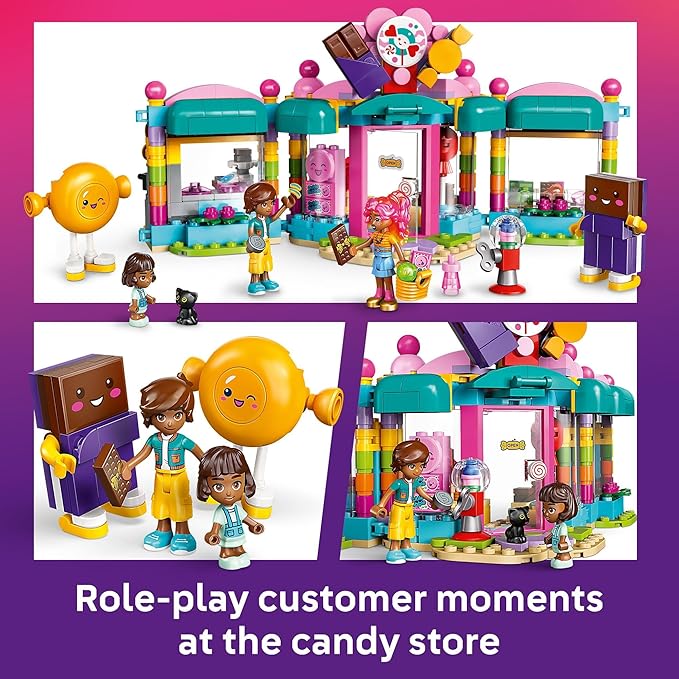 LEGO Friends Heartlake City Candy Store Building Toy - Pretend Playset for Kids, Girls & Boys, Ages 6+ - Gift for Birthdays - W/ 2 Minidolls, a Micro-Doll, and a Cat Figure - 42649