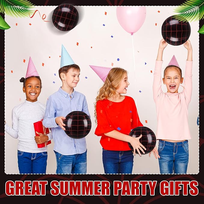 Soulchen 6 Pack Spider Web Themed Beach Ball Bulk for Kids 8" Inflatable Spider Themed Black Ball for Summer Pool and Beach Game Gifts Birthday Party Supplies End of The Year Class