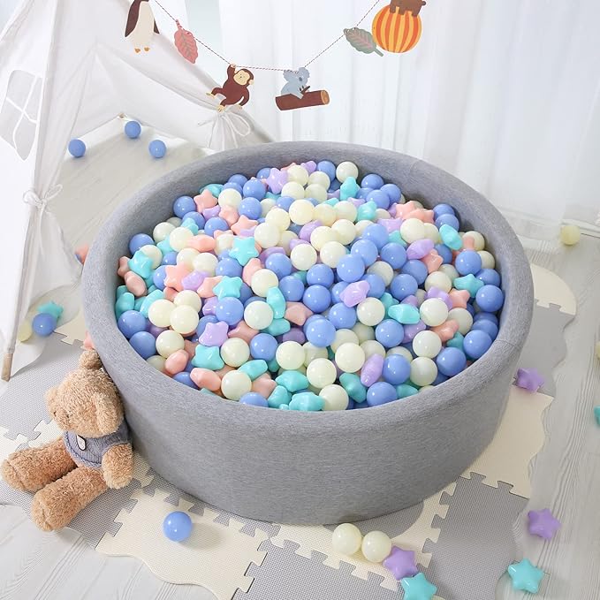 STARBOLO Star Ball Pit Balls for Kids - 200pcs Crush Proof Plastic Children's Toy Balls Macaron Ocean Balls for Birthday Parties Games Pool