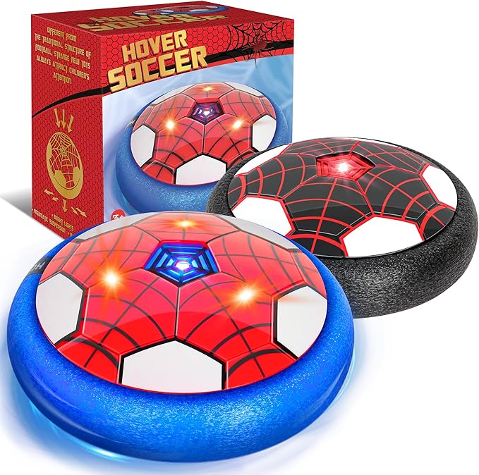 Hover Soccer Ball, 2 Pack - Indoor Soccer Toys for Kids, Cool Sports Games for Boys and Girls, Birthday Gifts（Red and Black）