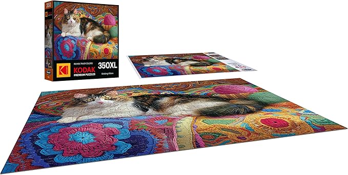 RoseArt - Kodak Premium - Knitting Kitten - 350 Piece Jigsaw Puzzle for Adults