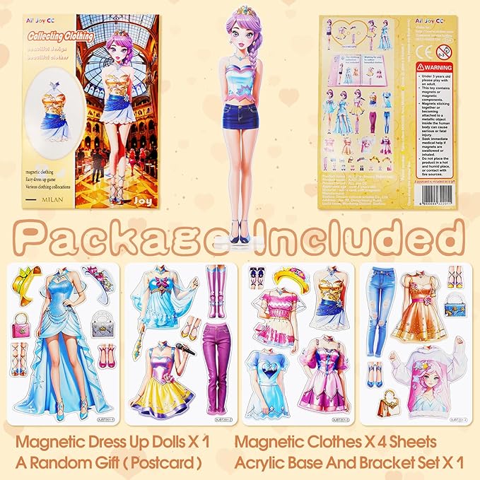 PainZieteg Magnetic Dress Up Dolls, Magnetic Princess Dress Up Paper Dolls, Magnetic Dress Up Dolls for Girls Ages 4-10 Learning Created Imagine Set Birthday Gift (Joy)