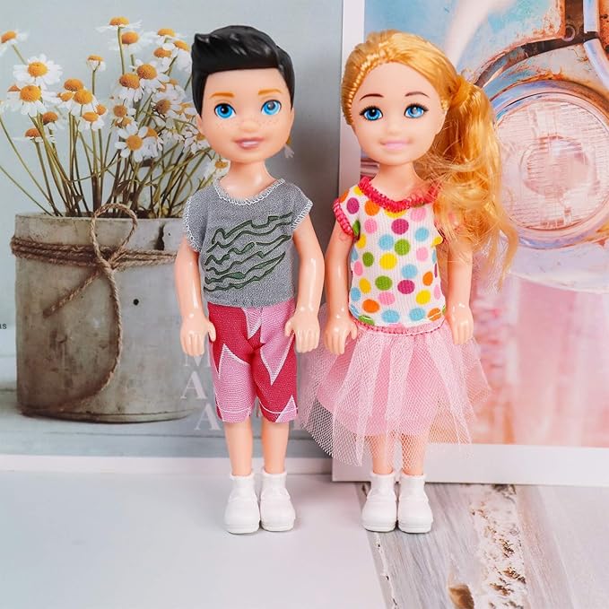ONEST 10 Sets 5 Inch Mini Dolls with Doll Clothes Party Grown Outfits Doll Accessories