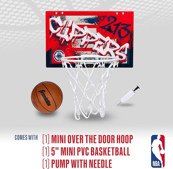 Franklin Sports NBA Team Over the Door Basketball Hoops - Kids Indoor Mini Basketball Hoop + Ball Set - NBA Fan Mini Hoops