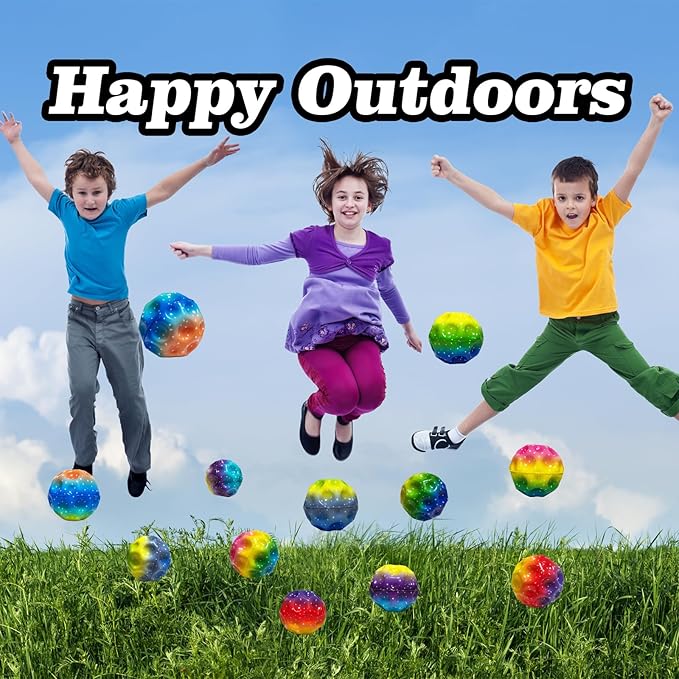 6 Pack Astro Jump Ball, Multicolored Spaceballs, Super High Bouncing Lightweight for Children, Bouncy Balls, Jumping Toy for Stress Relief