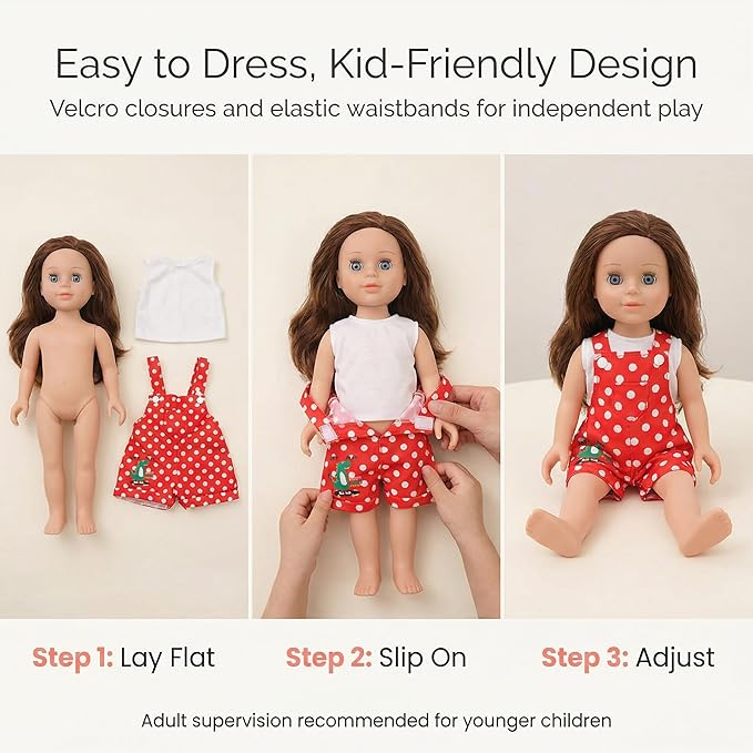 MSYO 10 Sets Doll Clothes for 17 - 18 Inch Dolls, Diverse Outfits (Floral, Polka Dot, Unicorn) & Accessories, Fashion Dress - Up Set for Girl Doll Play & Gifting