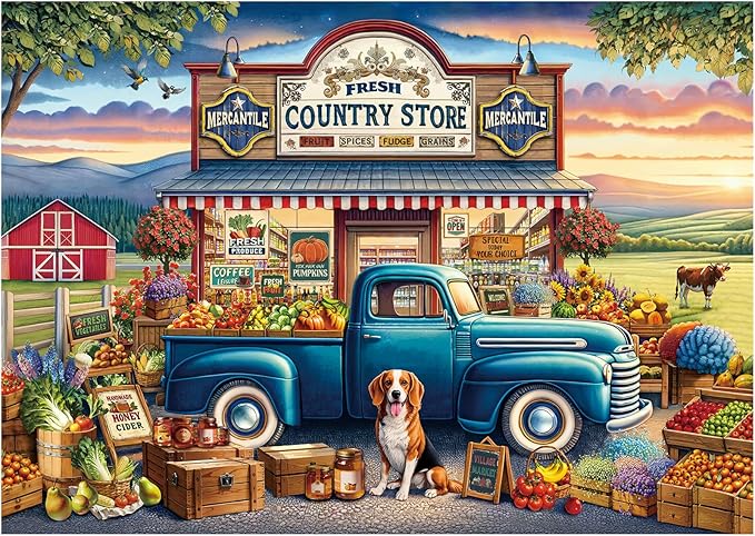 Rocorose Jigsaw Puzzles for Adults 1000 Pieces, Country Shop Puzzle Challenging Game Night Jigsaw Puzzle with Families Great Gift Home Decoration Fruits and Vegetables Large Puzzles