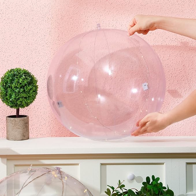 Hungdao12 Pieces Inflatable Clear Beach Ball Bulk 16 Inch 24 Inch Transparent Swimming Pool Bubble Ball for Ocean Under The Sea Hawaii Summer Luau Party DIY Favors