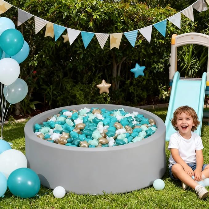 GOGOSO Ball Pit Balls for Toddler, Baby Plastic Playballs Kids Soft Pastel Pelotas Non-Toxic BPA-Free,Pearl Green+Brown White,100 Balls