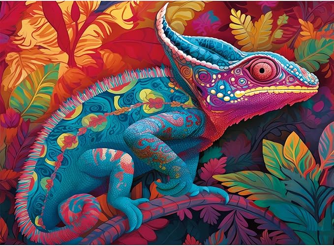Jigsaw Puzzle 500 Pieces, Chameleon Puzzle, Puzzles for Adults 500 Pieces and up, Paper Jigsaw Puzzle for Adults and Families, Pieces Fit Together Perfectly, Smooth Edging, Leisure Animal Puzzle