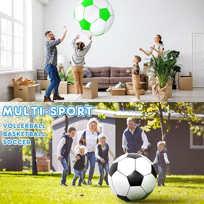 Lewtemi 2 Pcs 40 Inch Giant Inflatable Soccer Ball Large Huge Beach Balloons Oversized Football Sport Birthday Party Decoration Favor Gift Pool Supplies for Outdoor Piñata Activity