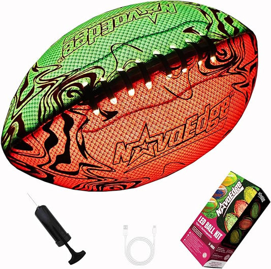 USB-C Rechargeable Football with LED Lights - Glow in the Dark Football, 9.25-inch Dual-Color Light-Up Ball, Night Play Sports Gift for Boys & Girls Outdoor Games