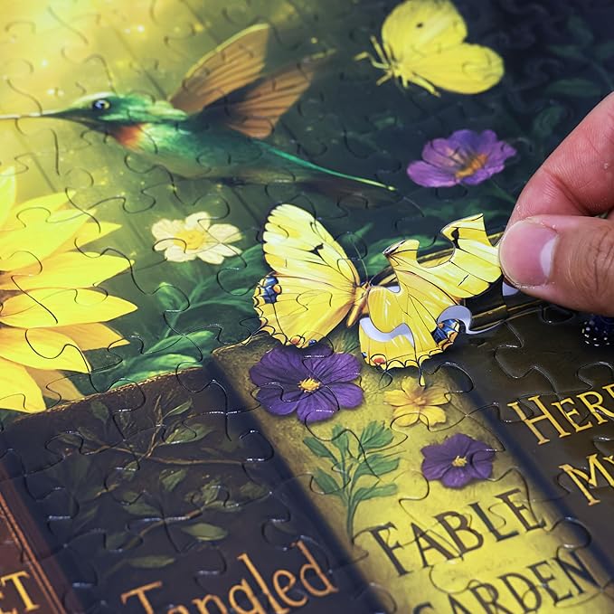 Think2Master Enchanted Library 500 Pieces Very Large Pieces Jigsaw Puzzle: 13+ Adults & Seniors. Magical Bookshelf with Butterflies & Flowers Botanical Garden. Great Gift. Size: 26.8” X 18.9”