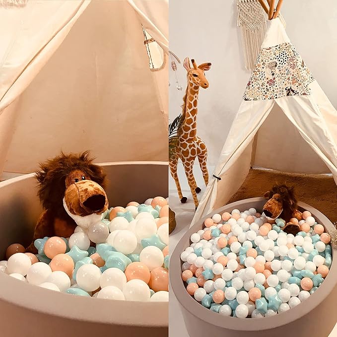 Realhaha Ball Pit Balls 50 100 200 500, Star Shapes for Babies Kids Playpen Plastic Balls for Babies Ball Pool Puppy Playballs