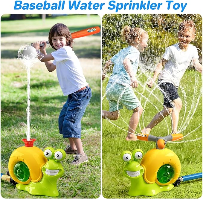 Baseball Water Sprinkler Toys - Outdoor Water Toys for Kids Ages 4-8 8-12 - Summer Water Spray Game for Lawn Backyard Garden - Toddler Outside Toys for 4 5 6 7 8 11 12 Year Old