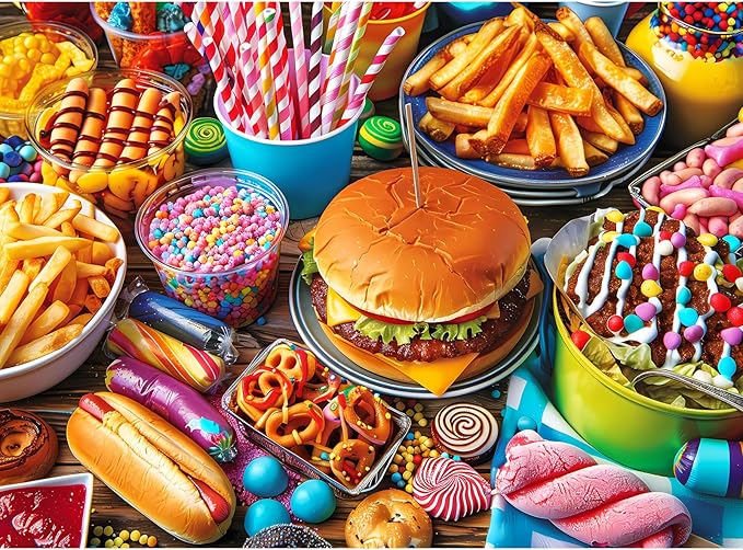 500 Piece Puzzle for Adults, Hamburger Jigsaw Puzzles, Youths Favorite Foods Puzzles 500 Pieces, Birthday and Barious Holiday Party for Family Adult, Funny Puzzle for Adults, 20.5x15 in