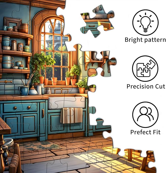 Warm Kitchen - Puzzles for Adults 1000 Pieces, Jigsaw Puzzles for Adults 1000 Piece, Challenging Game Toys, Impossible Puzzle, Family Decoration Puzzle