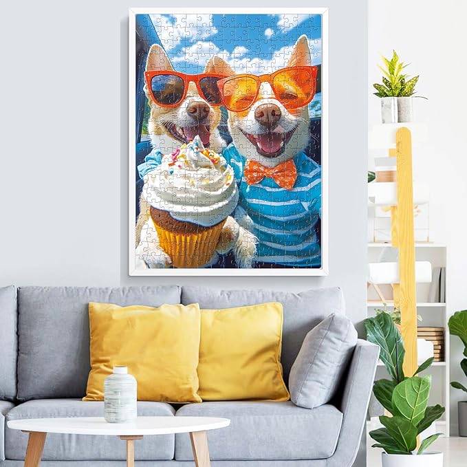 300 Piece Puzzles for Adults,Cute Puppy Jigsaw Puzzle for Adults Kids Seniors,Recycled Cardboard Selfie Puppy Piece Puzzle 300 Piece,Family Activity Great Gift for Family Friends 20.5 * 15 in