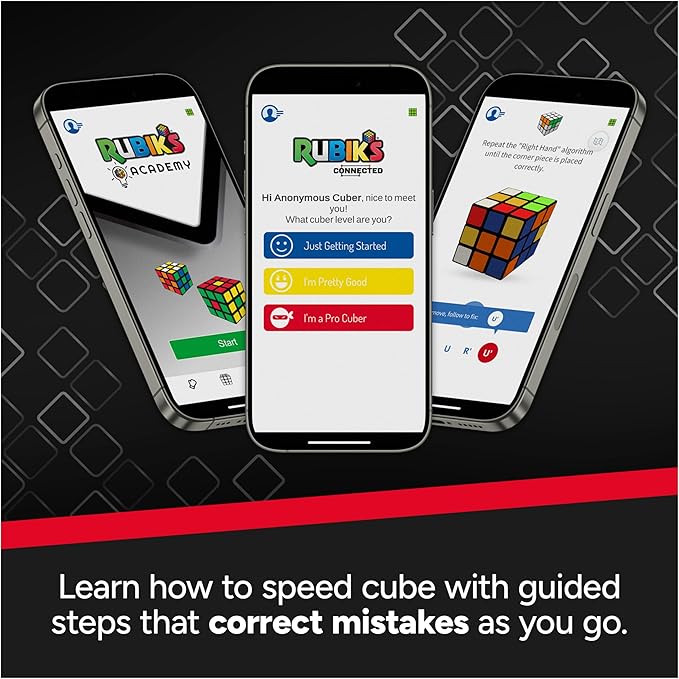 Rubik's Cube, The Official Rubik’s ConnectedX, Bluetooth-Enabled 3x3 Speed Cube with Guided Learning App for Beginners, Brain Teaser Fidget Toy & Puzzle, Easter Basket Stuffer, for Ages 8 & Up