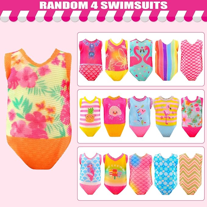 22 Pcs Mini 5 inch Doll Clothes and Accessories Including 4 Sets Fashion Dresses 4 Casual Tops and Pants Outifits 4 Swimsuits with 4 Shoes 2 Glasses 2 Shoulder Bag for 5-5.3 Inch Dolls