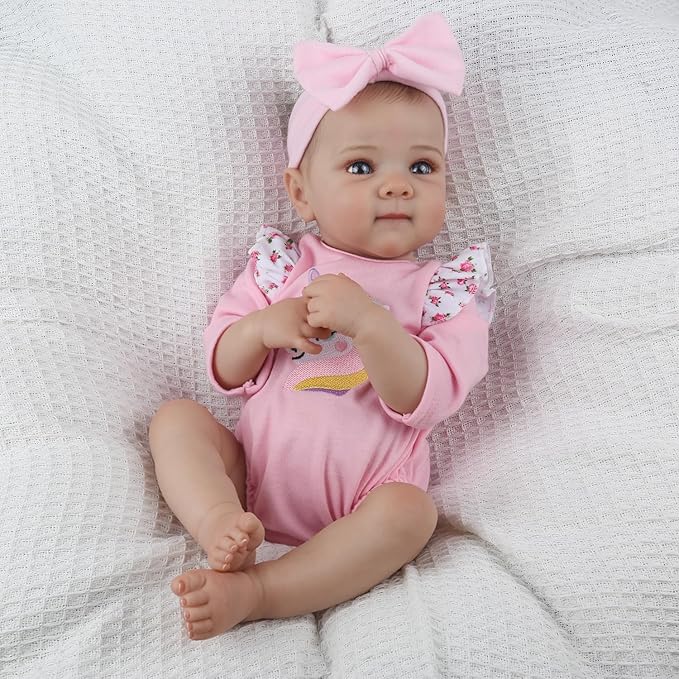 KSBD Reborn Baby Dolls - 20-inch Realistic Baby Doll Girl, Lifelike Newborn Baby Doll with Full Vinyl Body, Handmade with Accessories, Real Life Baby Doll for 3+ Years Old Kids Gifts