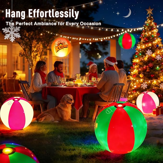 MIAOKE Funny and Playful Pool Toys 16 Inch 3 Pack- LED Beach Ball with Remote Control,Suitable for Pool Games Night Summer Pool Party,Outdoor Everybody Family Games(Red Green Orange Each 1 Pc)