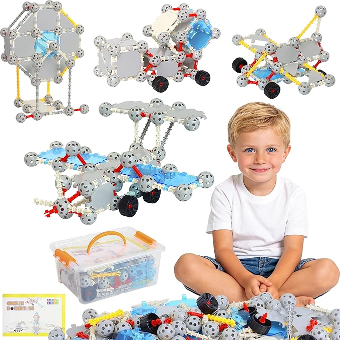 160 Pcs STEM Building Toys for Kids,Creative Educational Building Blocks Sets,Engineering Building Kits for 3-5 4-8 5-7 8-12 Year Old Boys & Girls,Learning Toys & Birthday Gift for Toddlers